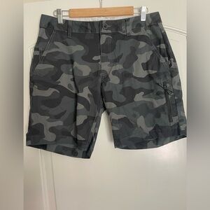 Fox Men's Camouflage Cargo Shorts Cotton Elastane Button Pockets Gray Black